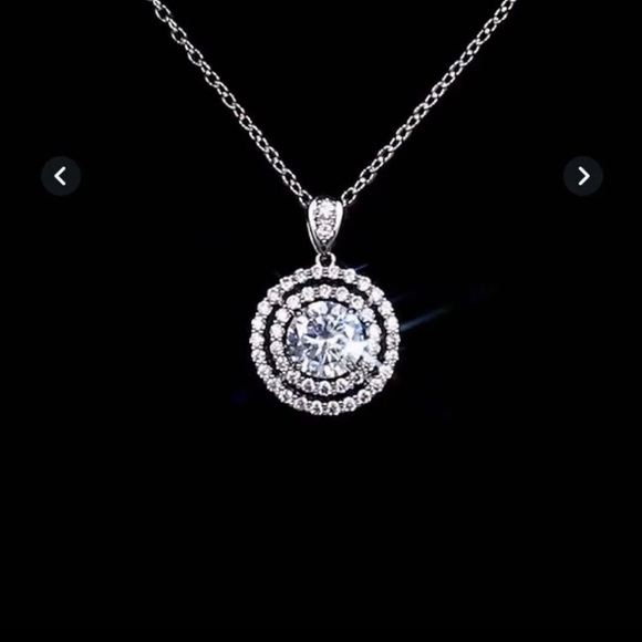 2CT Diamond Double Halo Pendant - Picture 3 of 3